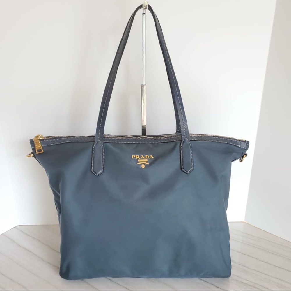 Pre Loved Prada Teal Nylon Tote Bag